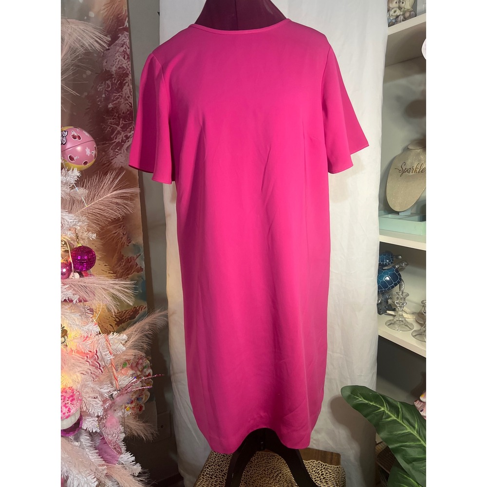 Ann Taylor Factory Shift Dress Womens 10 Pink Good Short Flutter Sleeve Magenta
